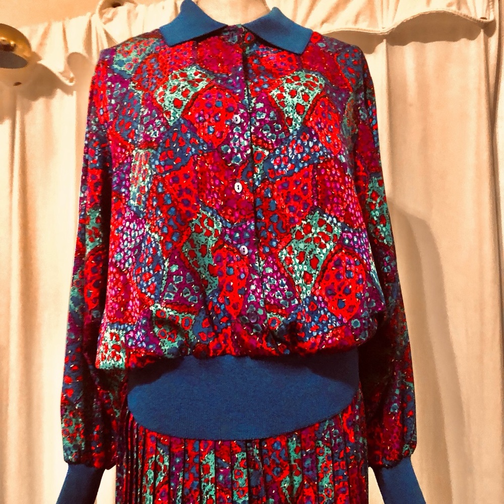 Vintage Castleberry 2 Piece Floral Skirt Jumpsuit size 16